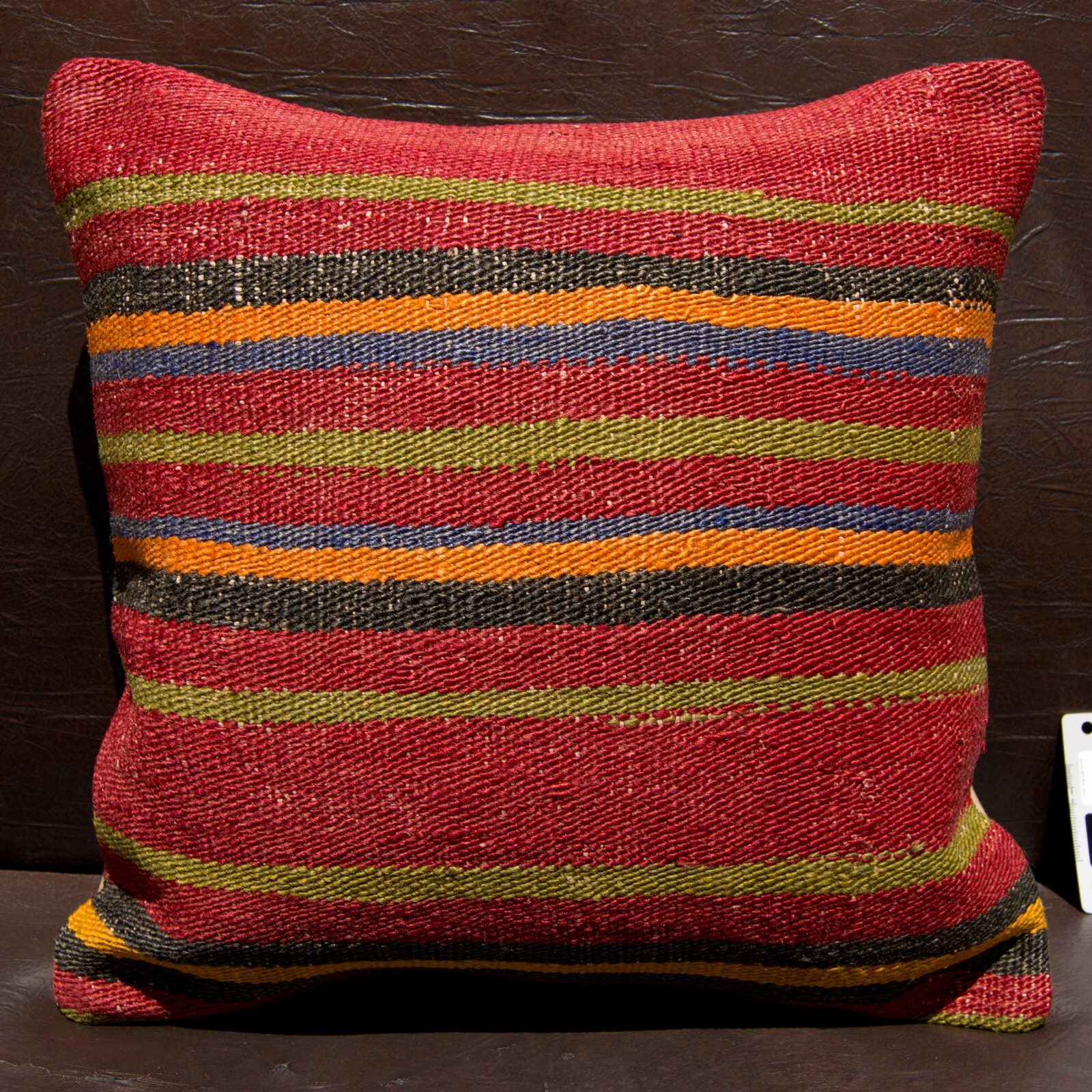 16″x16″ 40×40 Hand Woven Turkish Striped Kilim Rug Vintage Pillow Cover Cushion