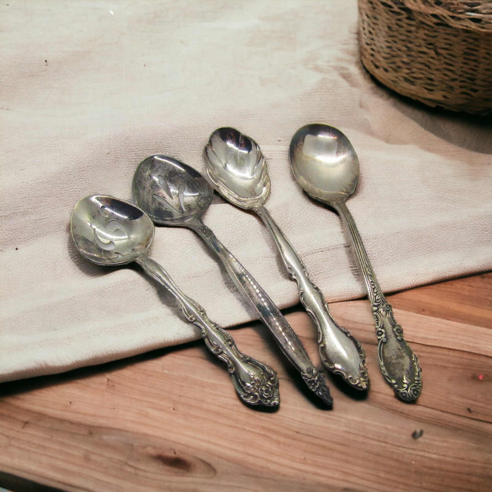 Lot of 4 Antique Serving Spoons International Silver 1847 Rogers Bros