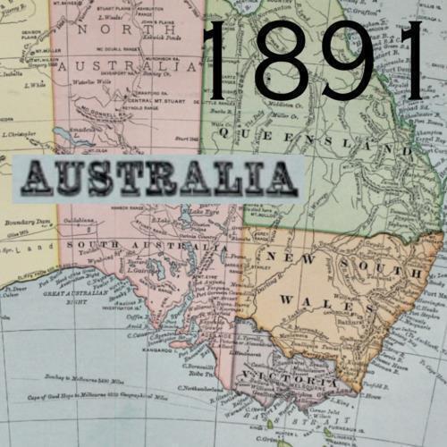 1891 AUSTRALIA VICTORIA TASMANIA QUEENSLAND ANTIQUE MAP COLOR VICTORIAN ERA