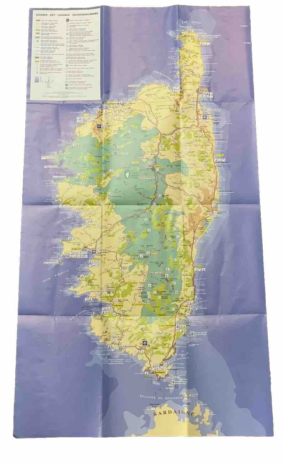Corsica Tourist Map Sardinia Large Italy Italian Corse Agence du Tourism 2000s