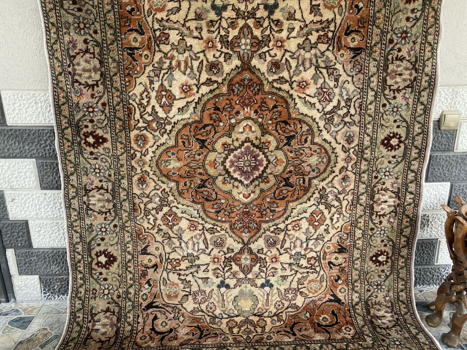 Handmade Turkish Vintage Area Rug, 1970s Antique Wool Tribal Farmhouse Carpet