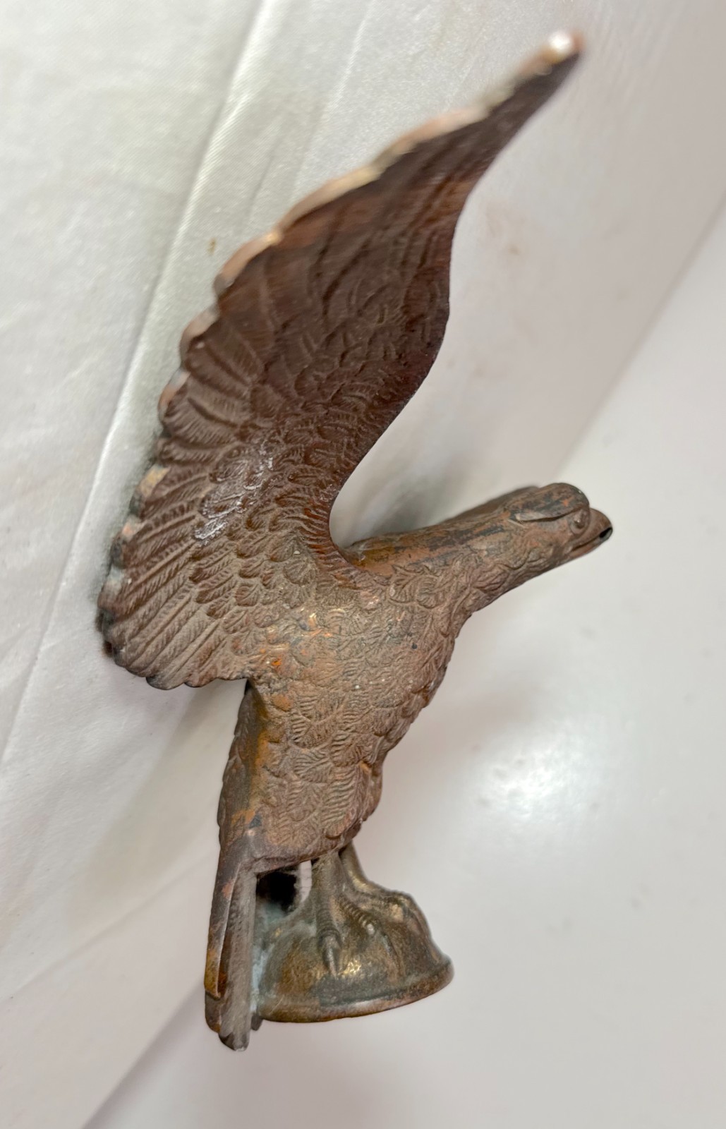 antique solid brass bronze open winged American eagle bird heavy flag finial