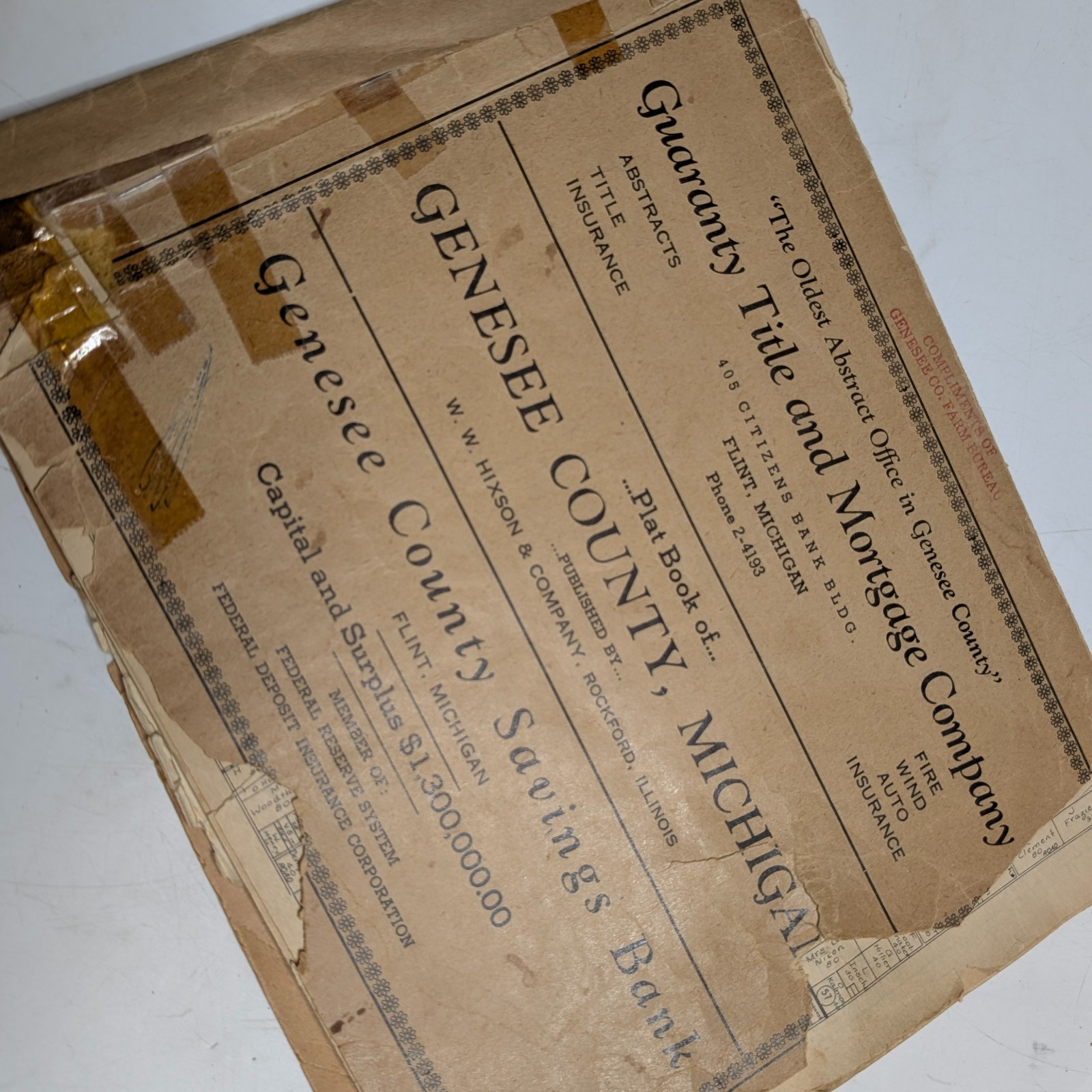 c1940 Genesee County Flint MI Hixson Plat Book Landowner Township Map Atlas