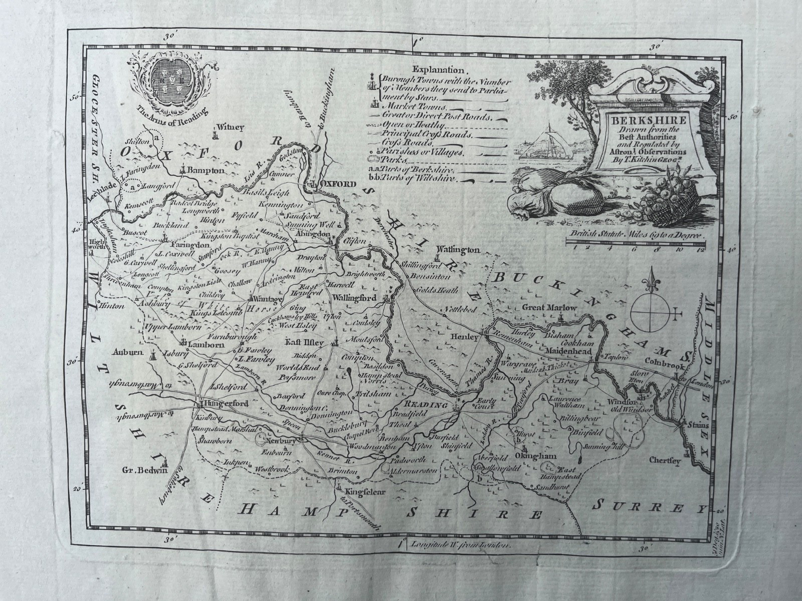 1751 Antique map – Berkshire – by Thomas Kitchin