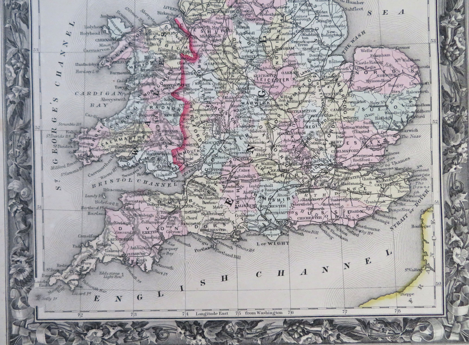 England & Wales London Cardiff Manchester York Oxford 1860 Mitchell hc map