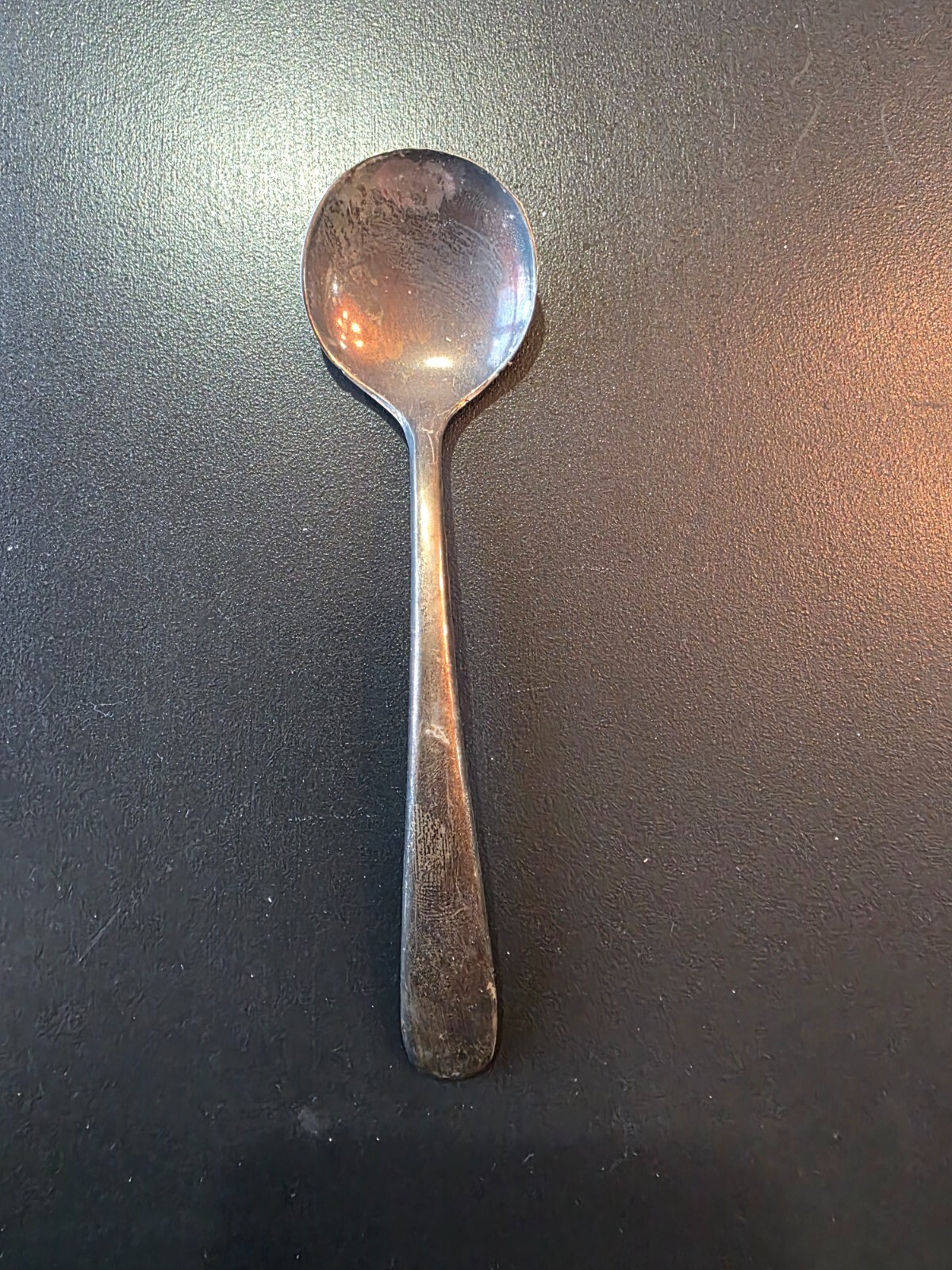 Silver Plated Sugar Spoon, Made in Italy, Rounded End, Maker Stamped into metal