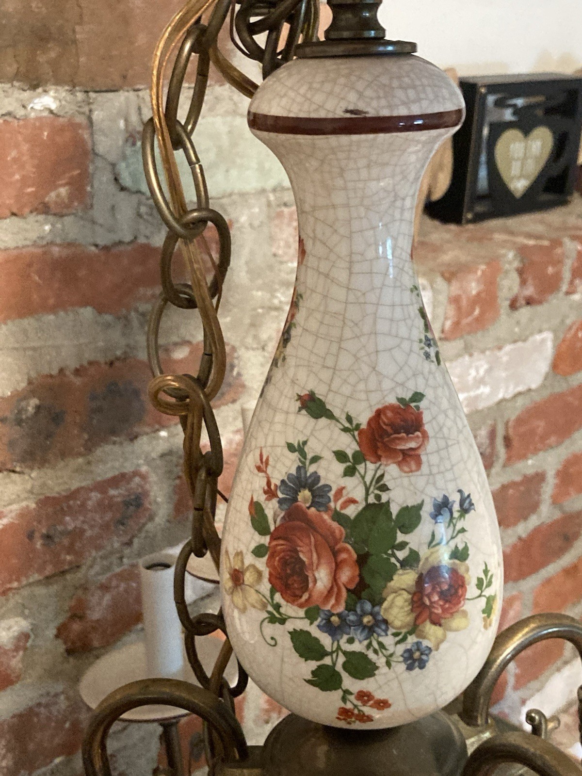 Vintage Chandelier Made In Italy Porcelain & Brass Capodimonte 10 Arms