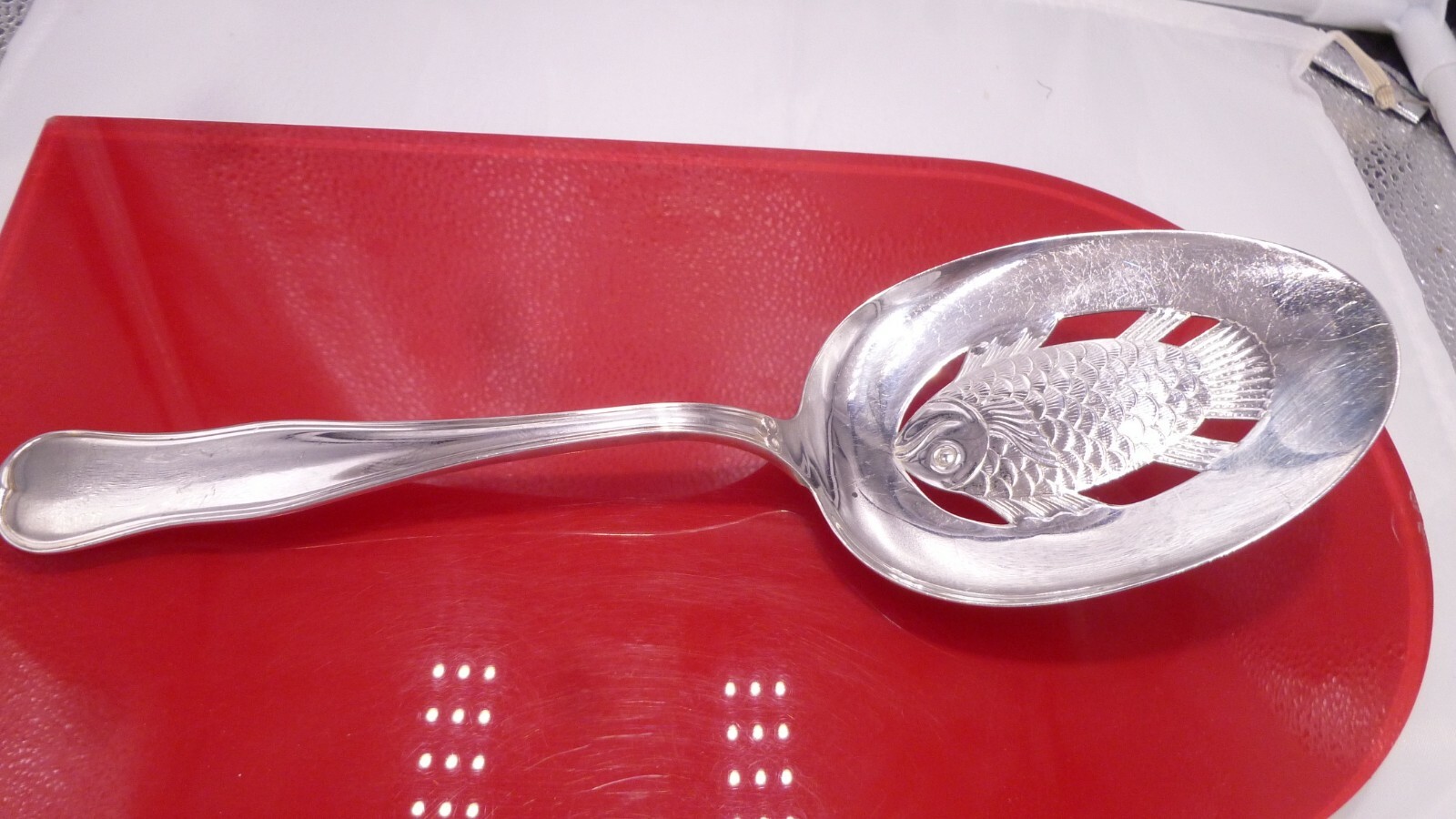 1888/ DAVID ANDERSEN OLD ENGLISH 830S FISH SERVER PIERCED CUT OUT 83% SILVER