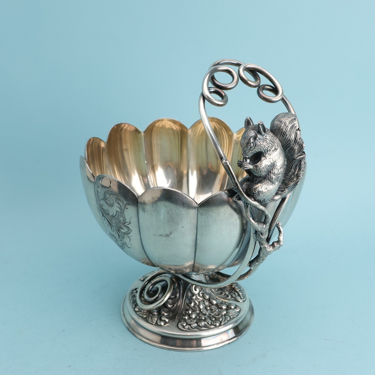 Wilcox Quadruple Silverplate Victorian Nut Bowl Squirrel Aesthetic Movement