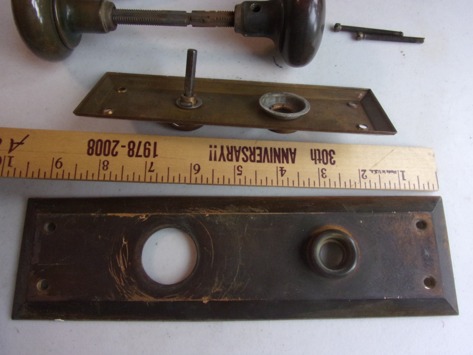 Antique Door Hardware Set, Mortise Lock, Key Cylinder,Matching Backplates