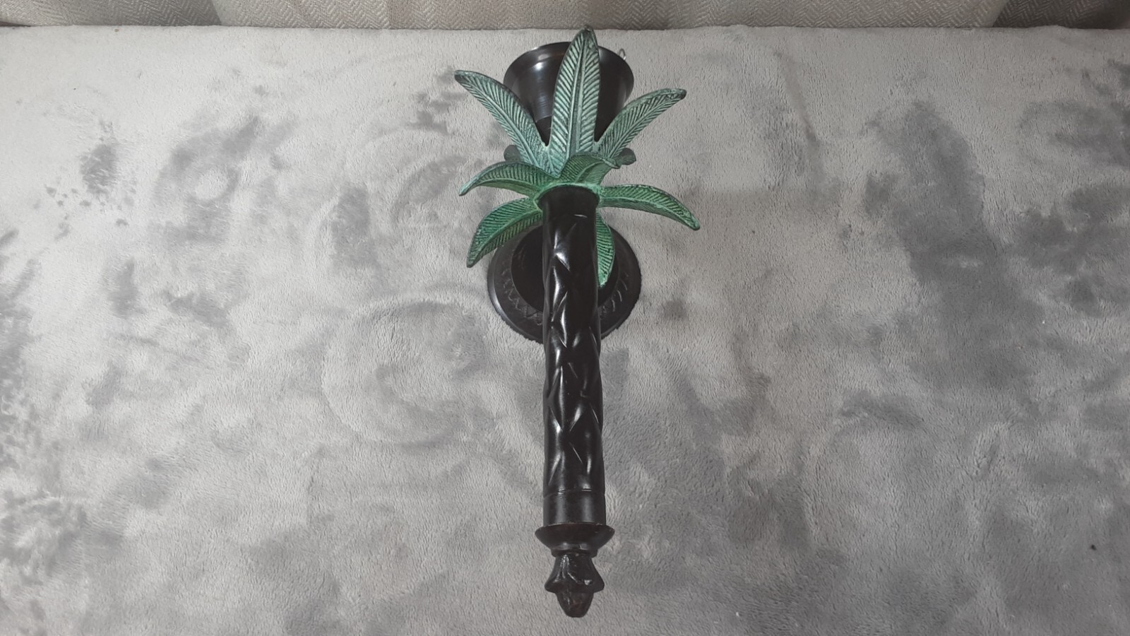 Vintage Metal Palm Tree Pineapple 9 in Wall Sconce Candlestick Hurricane Holder 