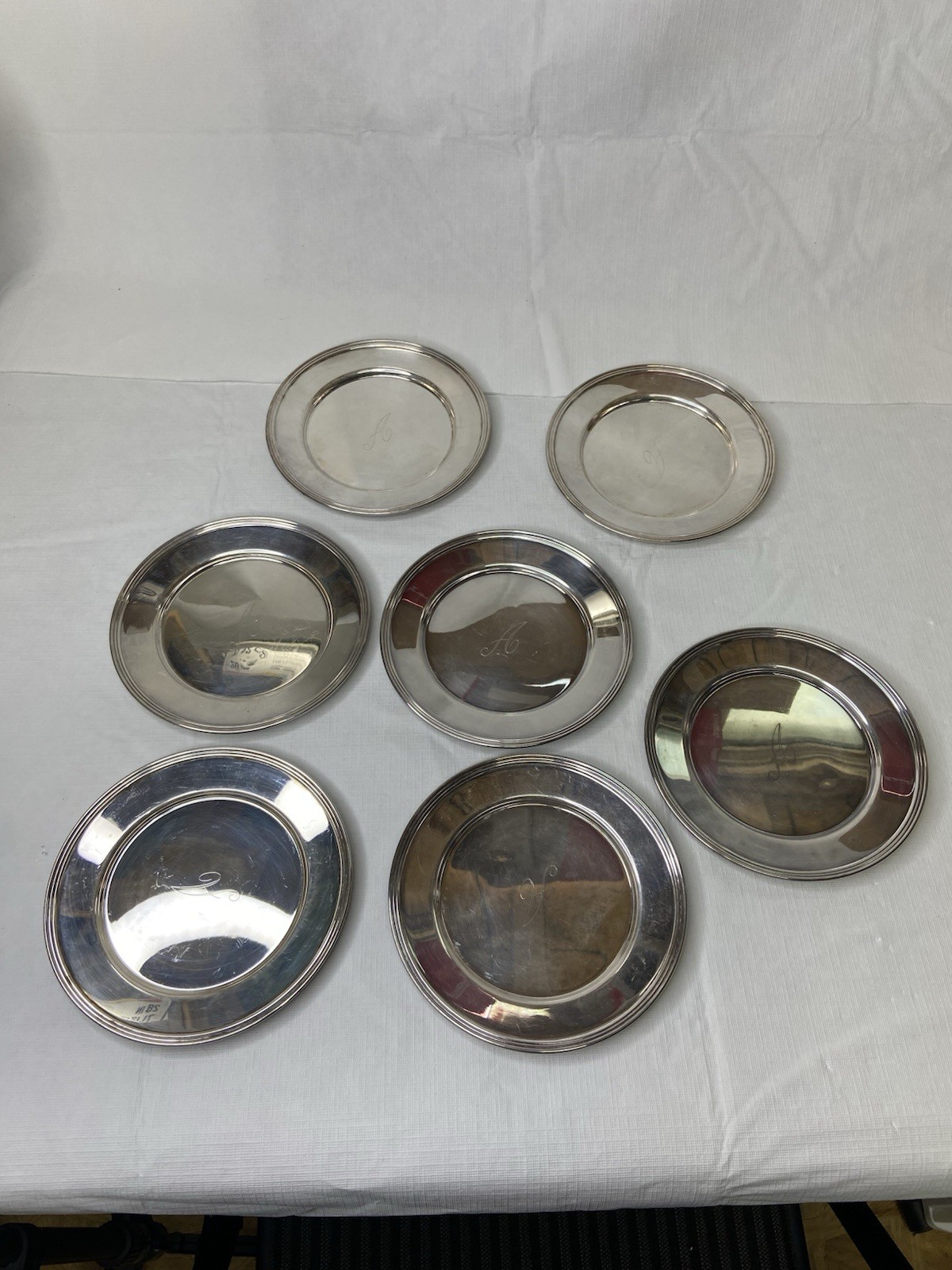 Vtg Set 7 F.B. Rogers Silver CO Silver Plated Dish #1025 bread Salad plates