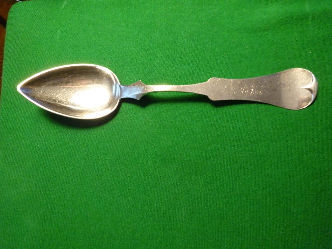 ANTIQUE 1860s G. T. DORLAND “COIN SILVER SERVING SPOON” 8 &1/2″ Cincinnati Ohio