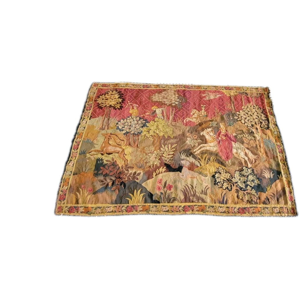 20th Century Antique French Tapestry Handmade Aubusson Tapestry 5×7 ft