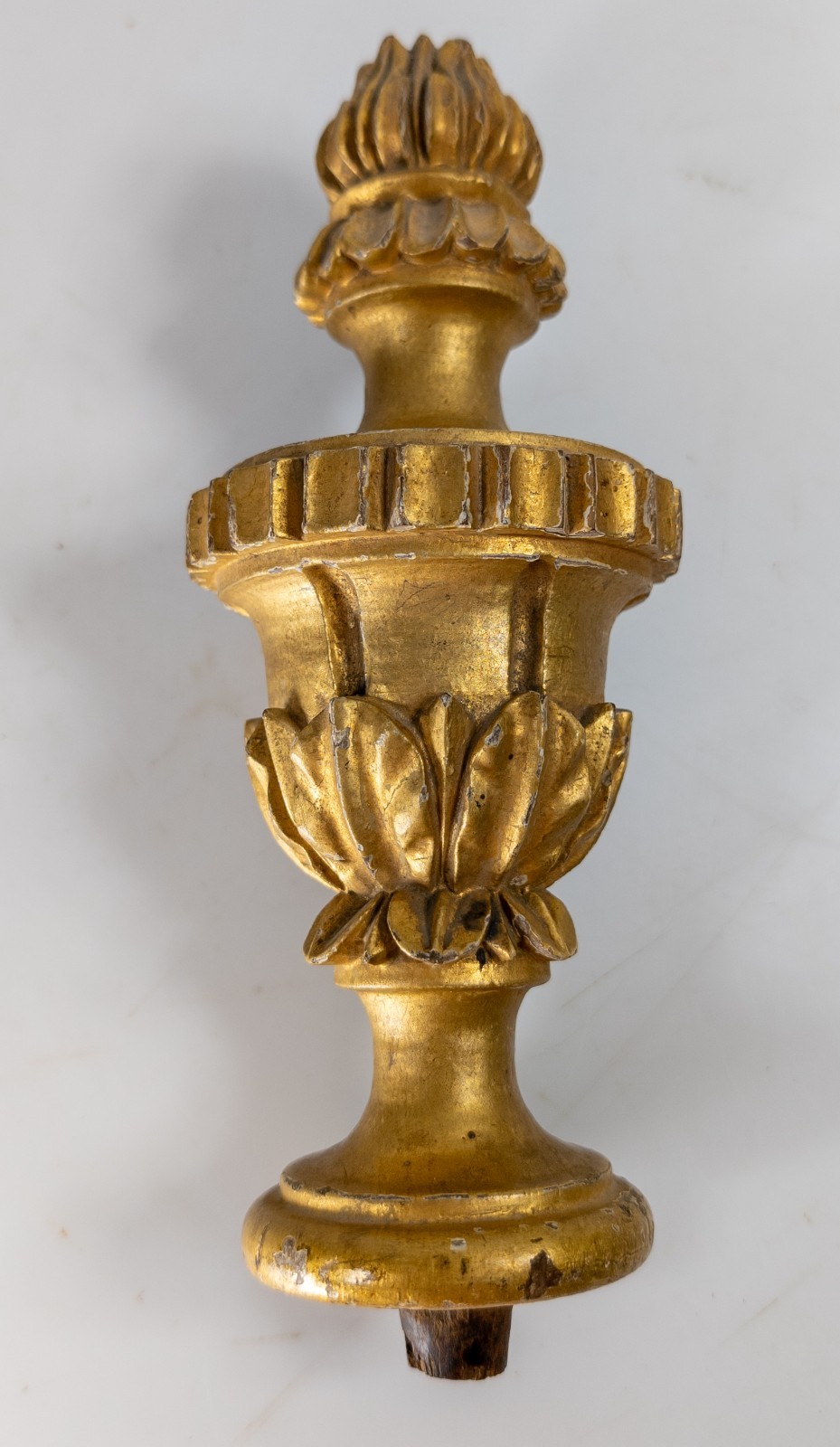 Antique 18/19th C. Giltwood Carved Flaming Urn Finial Georgian or Federal Style