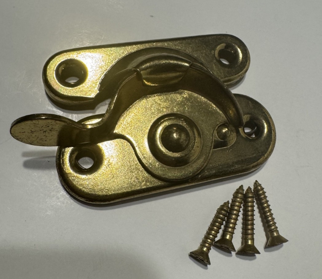 Vintage Brass Tone Metal Window Sash Lock with Screws-NOS