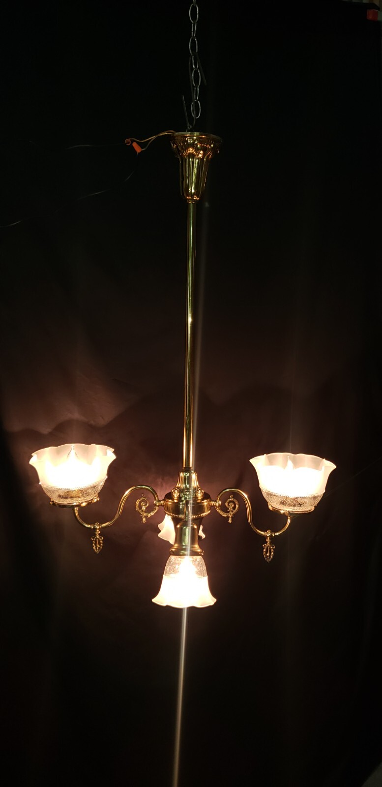 4 Light Flush Mount Chandelier with Fluted Shades 27 1/2″ x 21″ x 38″ GS00472