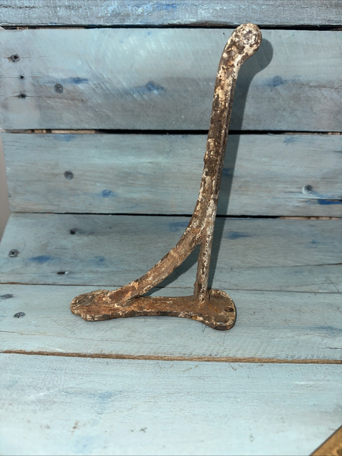 Old Coat Tack Harness Hook 1880’s Vintage Rustic Barn Iron Paint Large 7 3/4”
