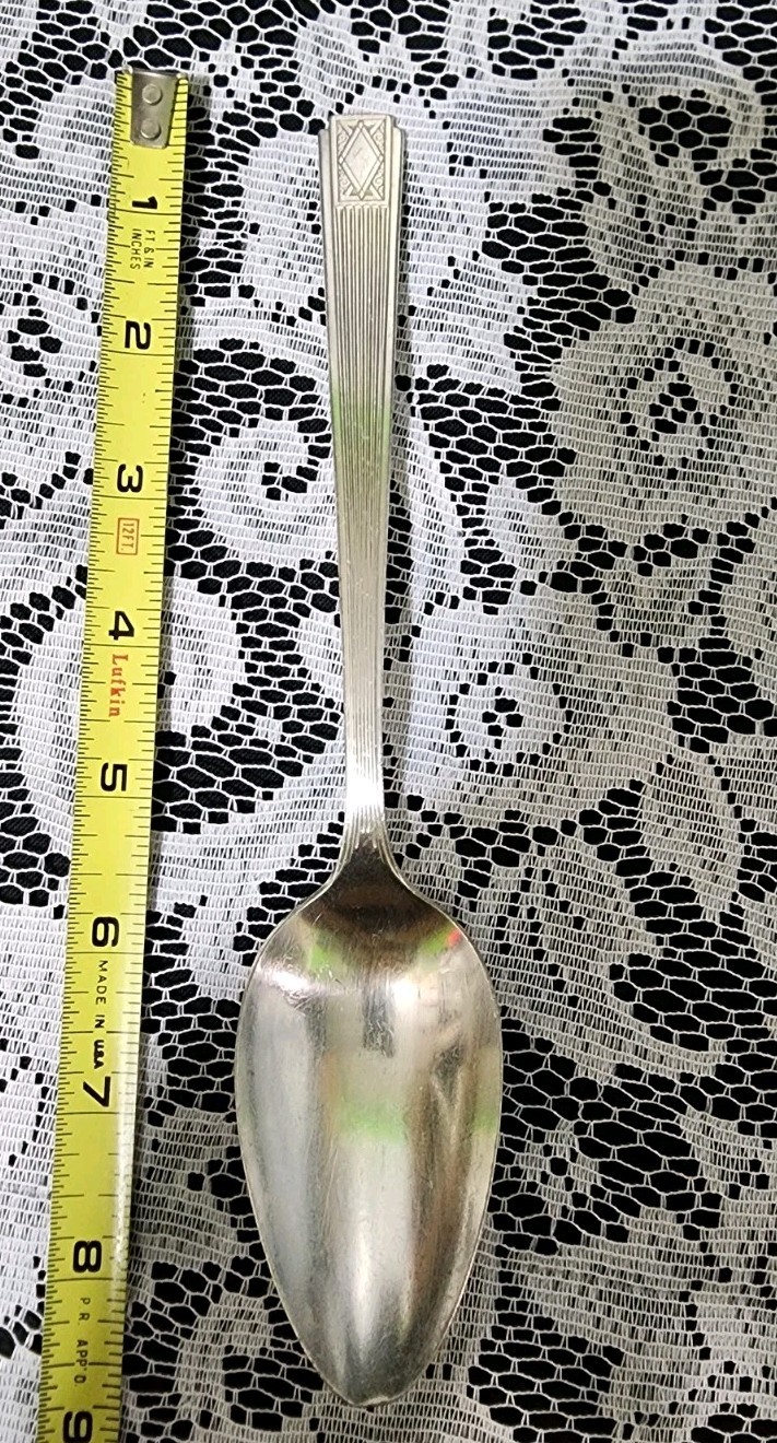 😊 ONEIDA ART DECO c1930 NOBLESSE SILVERPLATED TABLE SERVING SPOON 🥄🔎👀