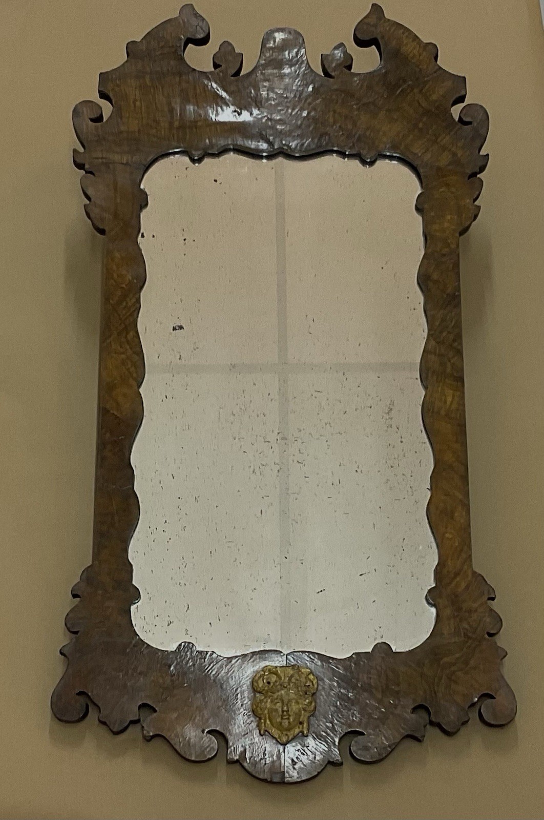 Antique Georgian Burr Walnut Pier Mirror With Gilt Figure 105cm x 57cm C1820