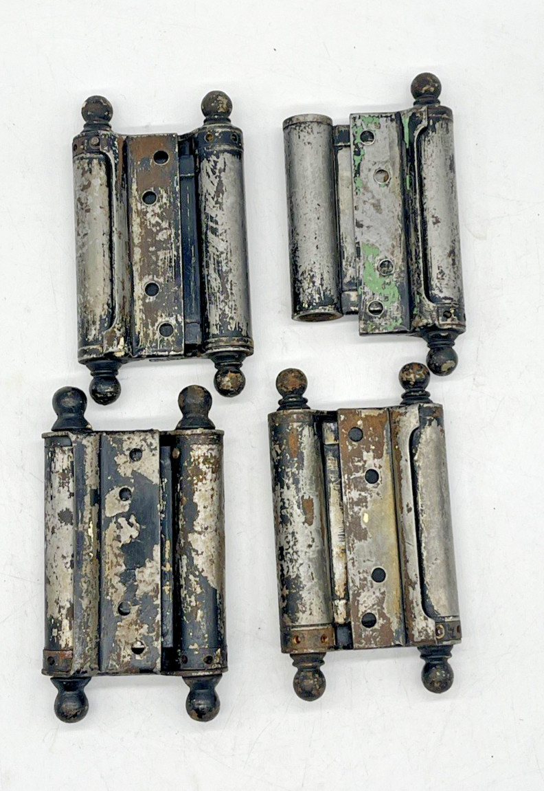 Lot of 4 Vintage Chicago Triplex & Steelcraft Japan Heavy Duty Hinges As Found