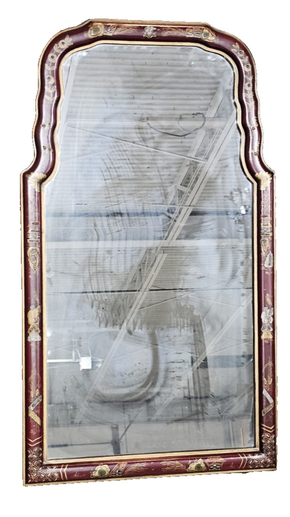 Friedman Brothers Chinoiserie Mirror Williamsburg Style Red Lacquer Frame