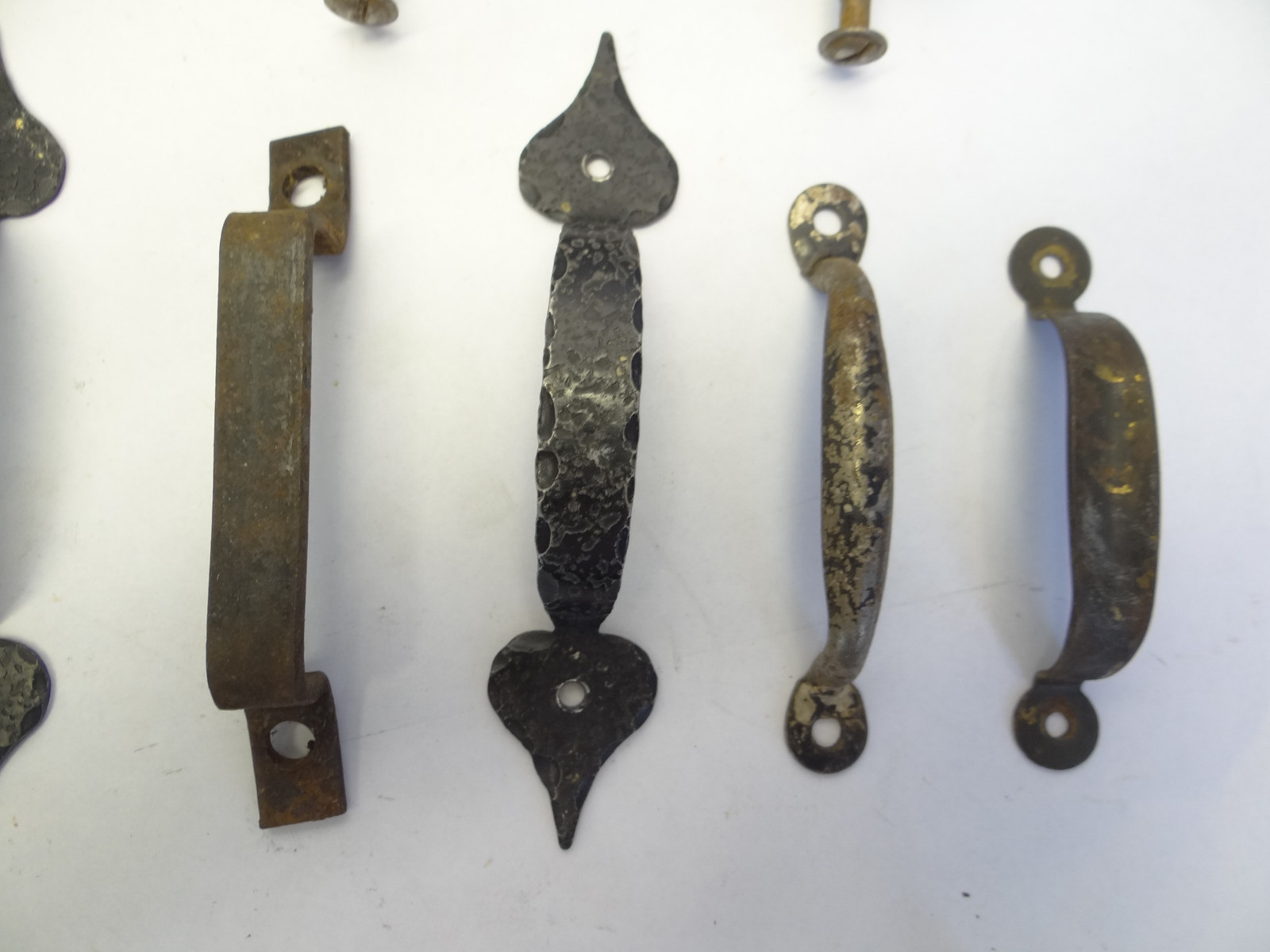 Antique Vintage Mixed Lot Wood Metal Iron Brass Cabinet Door Pulls Handles Parts