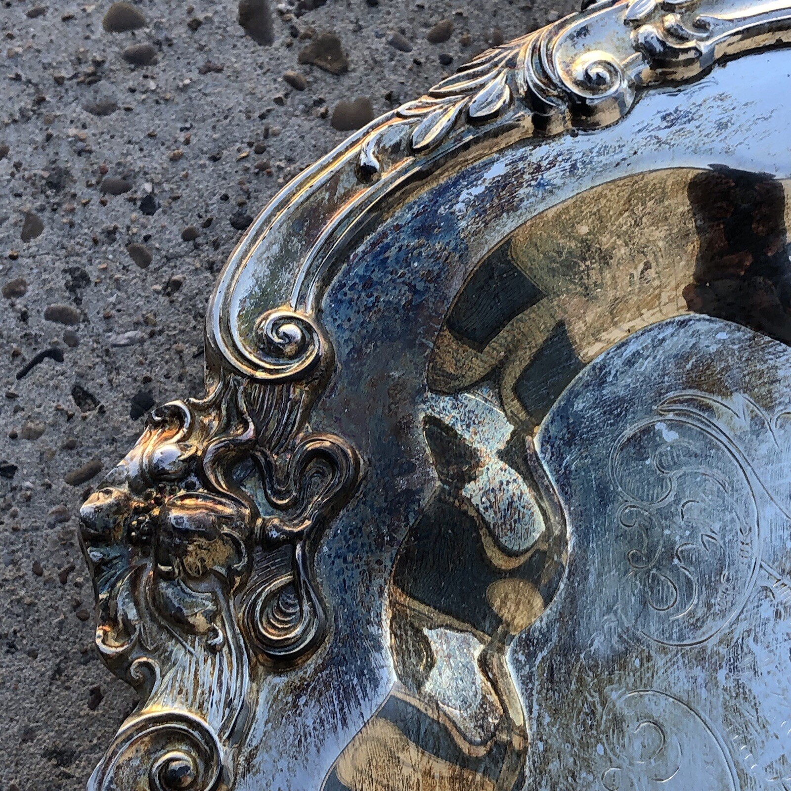 Sheridan Silver Plated Handled & Footed Serving Tray. Large 30”x18” & Heavy