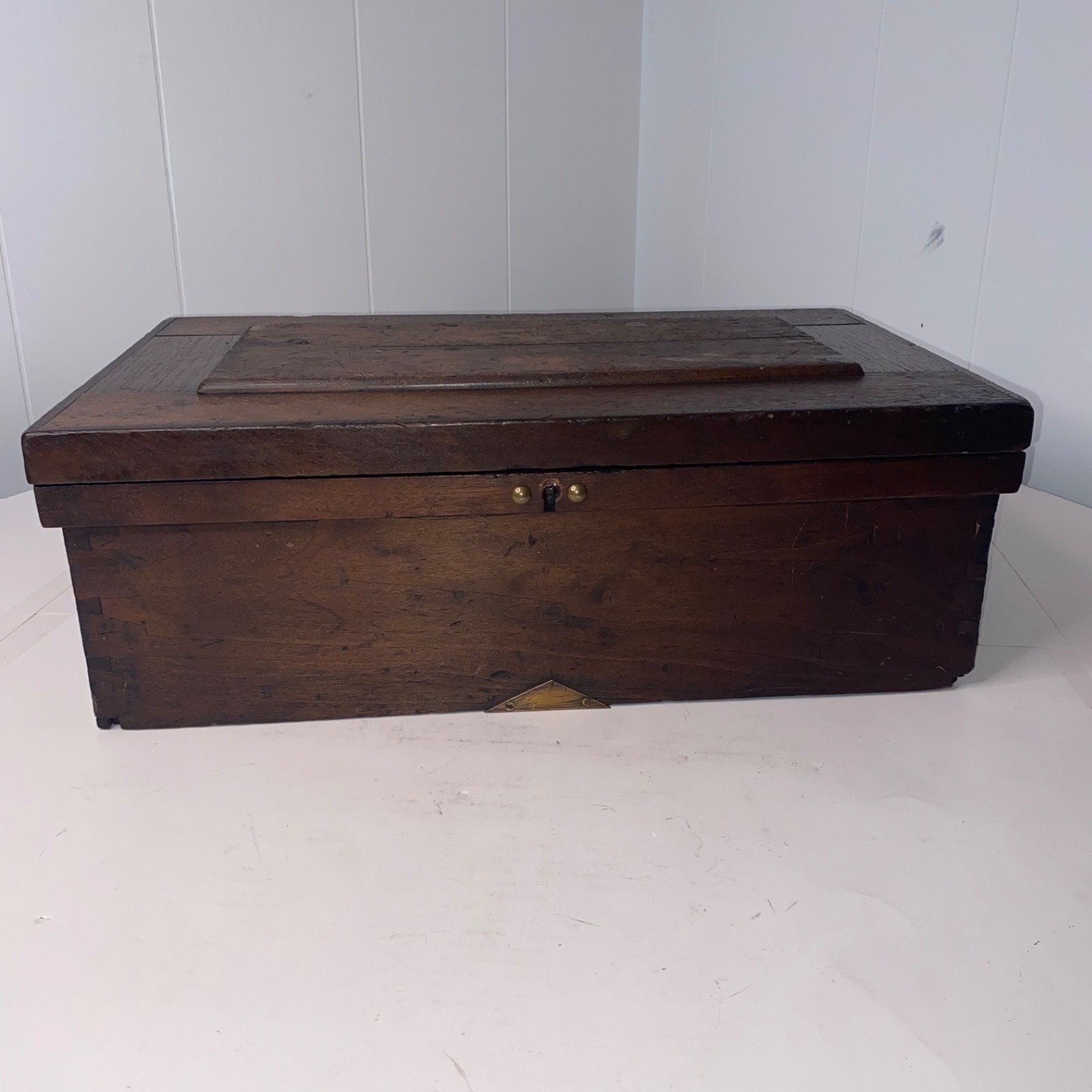 Antique Primitive Raised Panel 21 Inch Carpenter’s Tool Chest Trunk