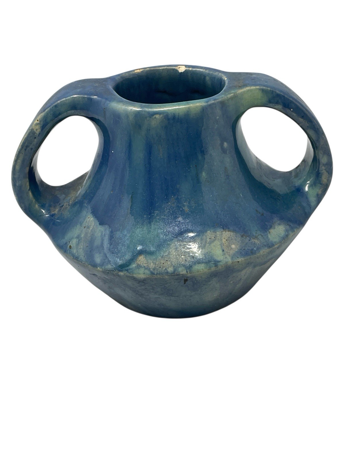 Japanese Blue-Glazed Stoneware Vessel, Pre-Mingei, Heavy Form, 8.5”