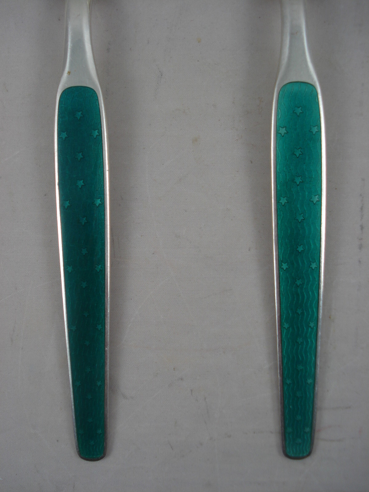 WT 3.8oz David Andersen Signed Sterling Silver 0.925 Enamel Salad Set Scrap ?