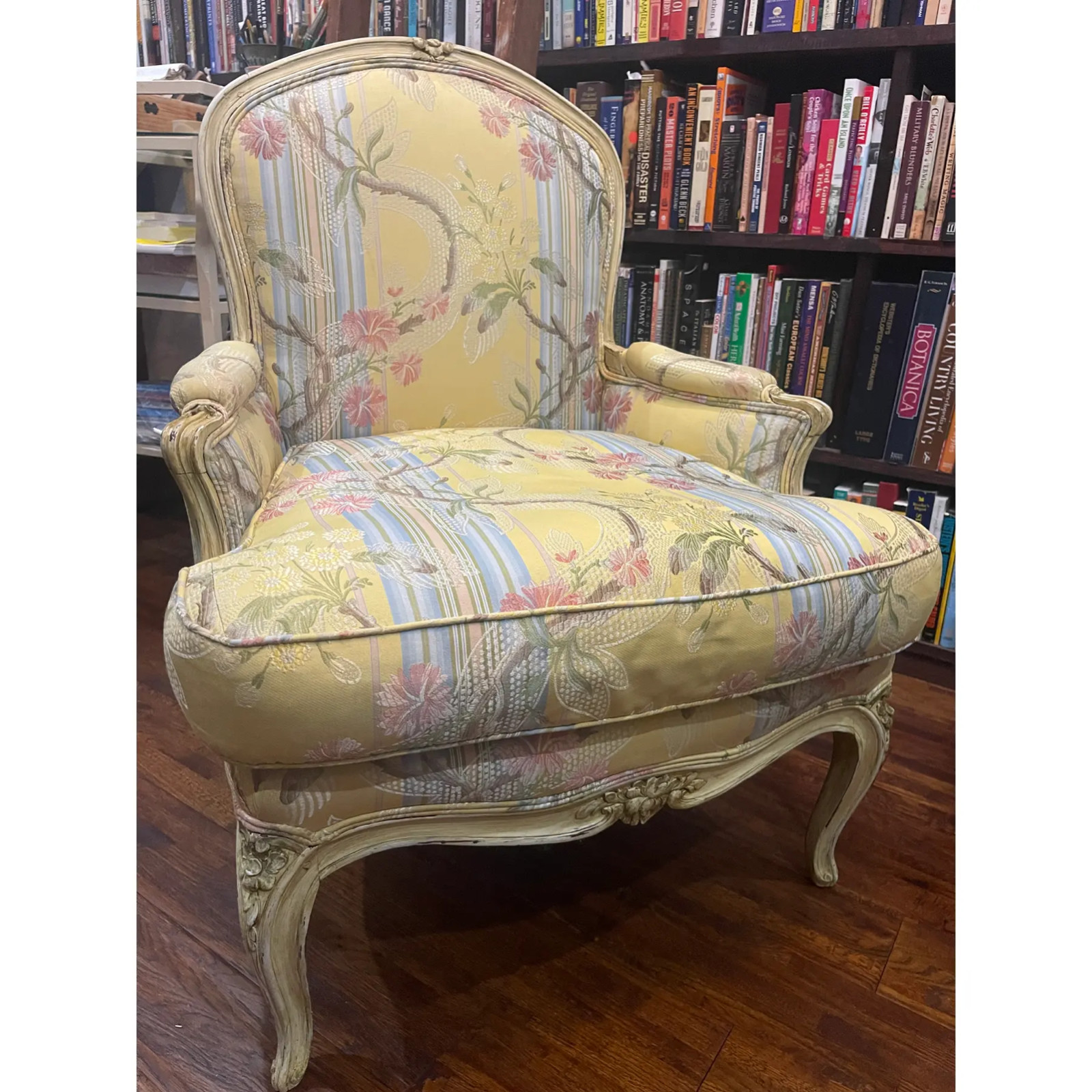19th Century French Louis XV Bergere Arm Chair Mid Century
