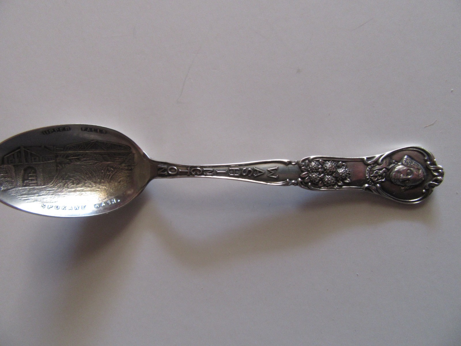Fessenden Washington Handle 5 1/4″ Sterling Souvenir Spoon Upper Falls Spokane