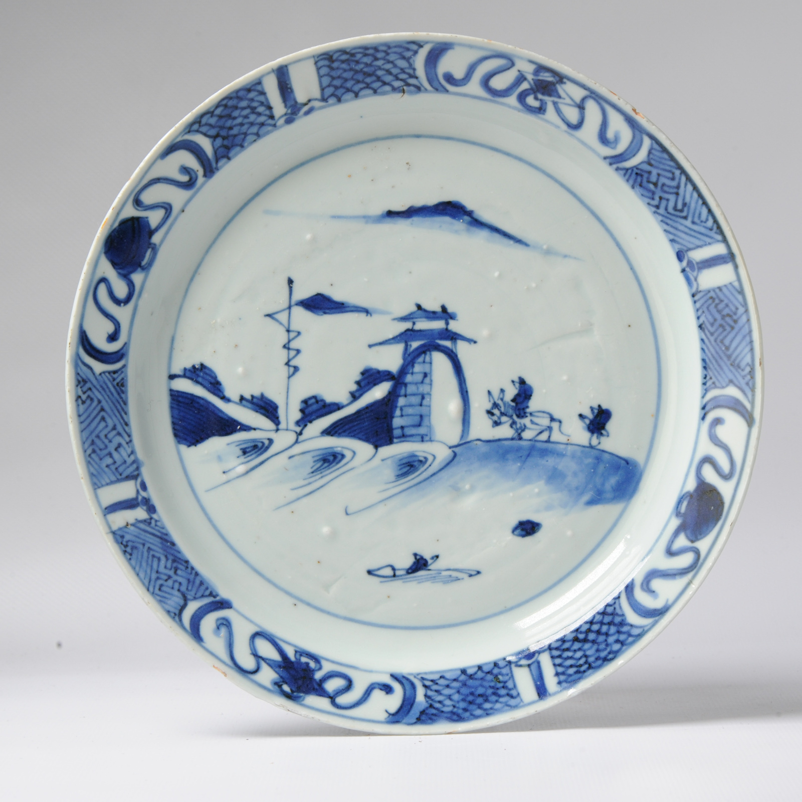 22cm Antique Chinese Porcelain 17th C Kosometsuke Literati City Kosometsuke P…