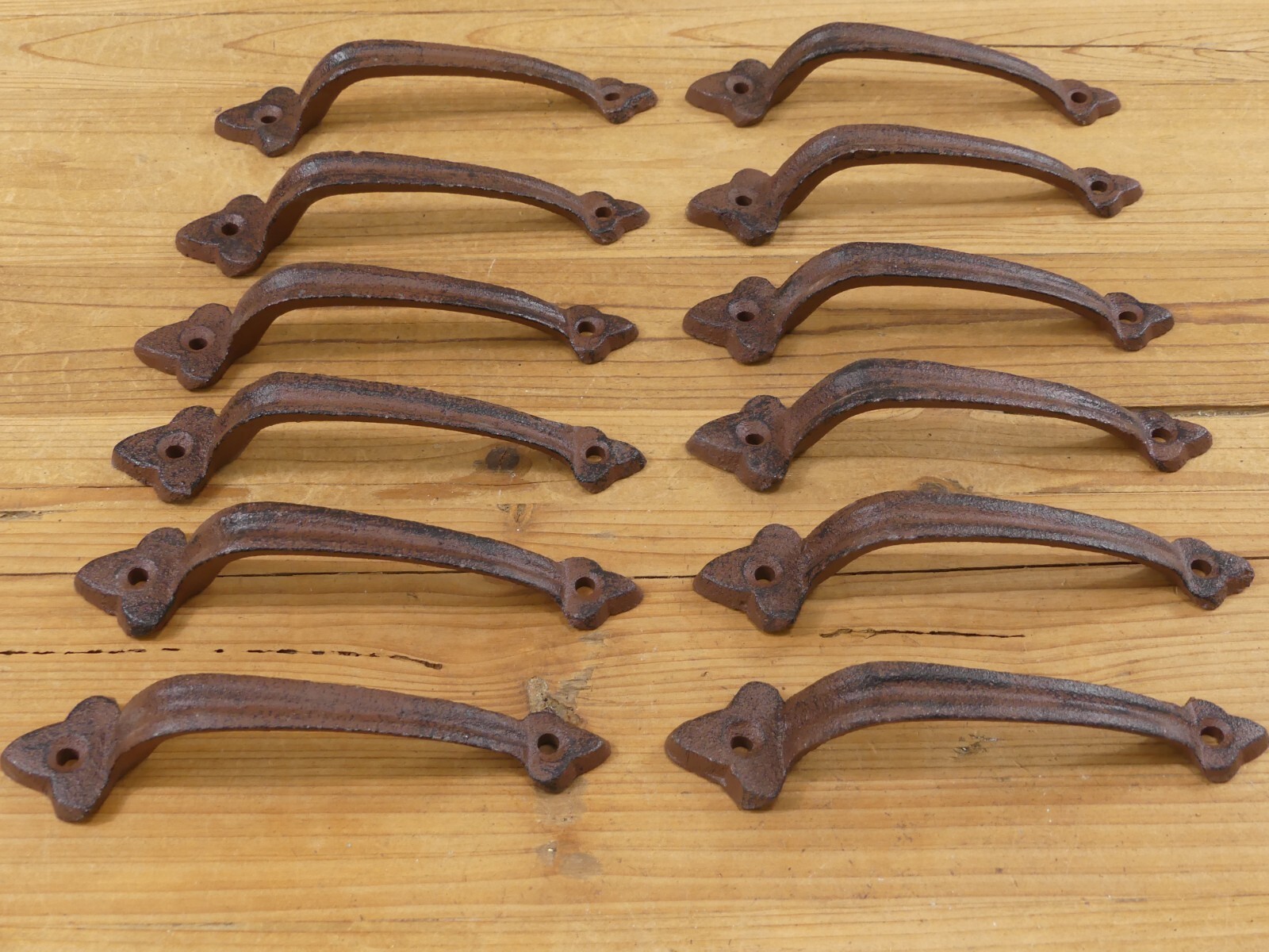 12 CAST IRON HANDLES RUSTIC DRAWER PULLS 6″ LONG HANDLE GRASP DOOR GATE FARM