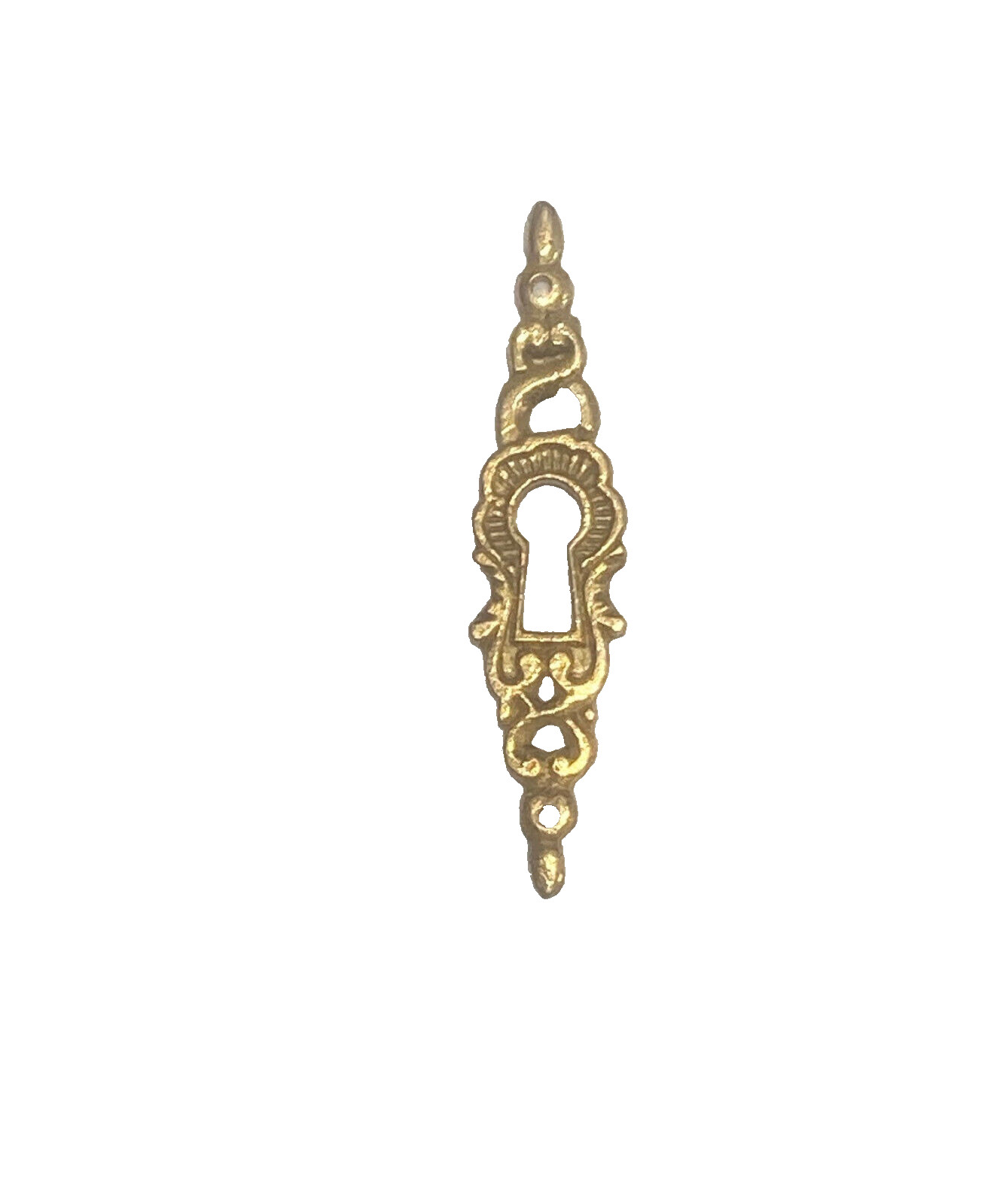 Brass Keyhole Cover Escutcheon Ornate Vertical For Furniture