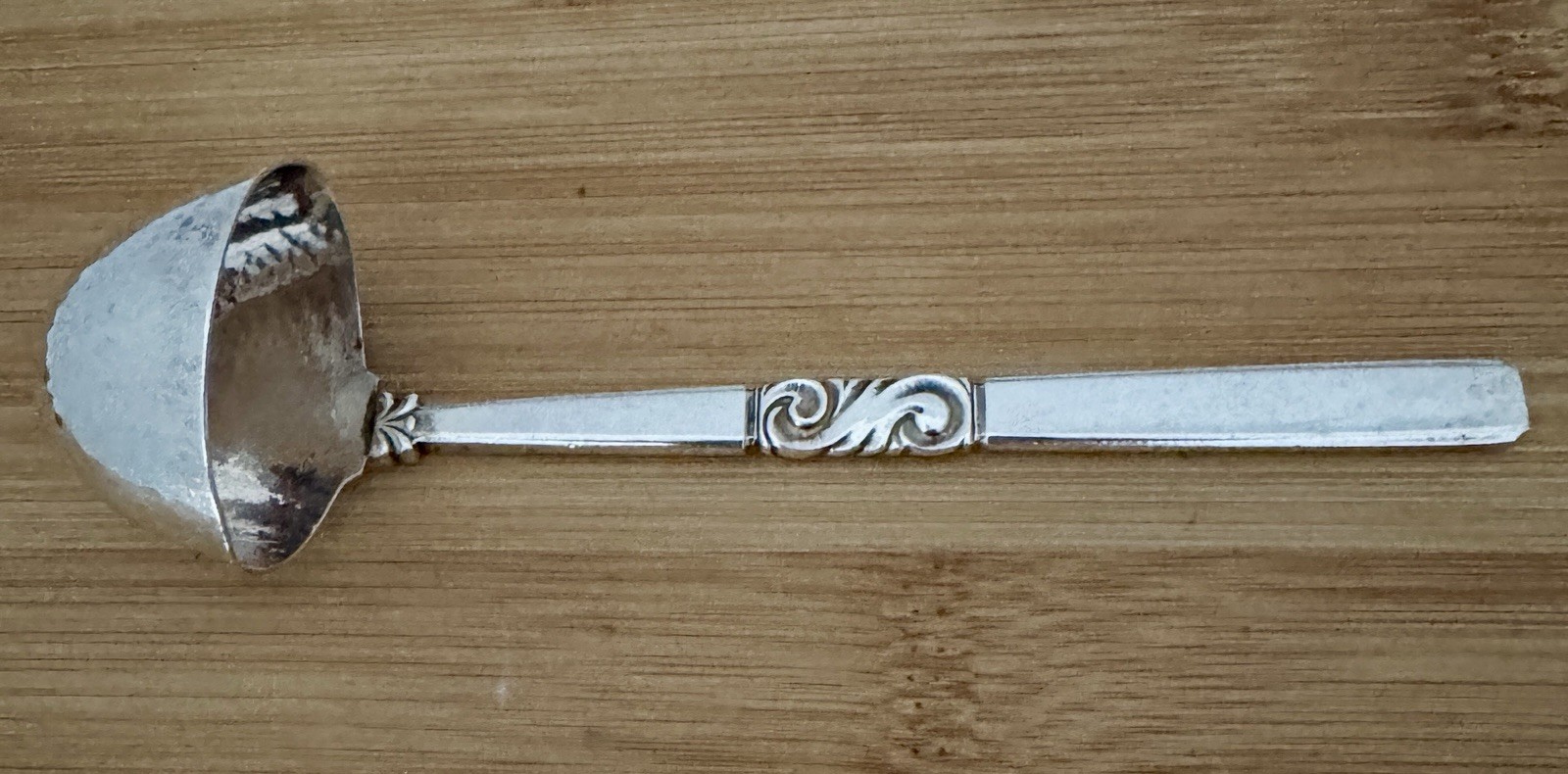 RARE GEORG JENSEN SCROLL PATTERN STERLING SILVER CREAM OR SAUCE LADLE
