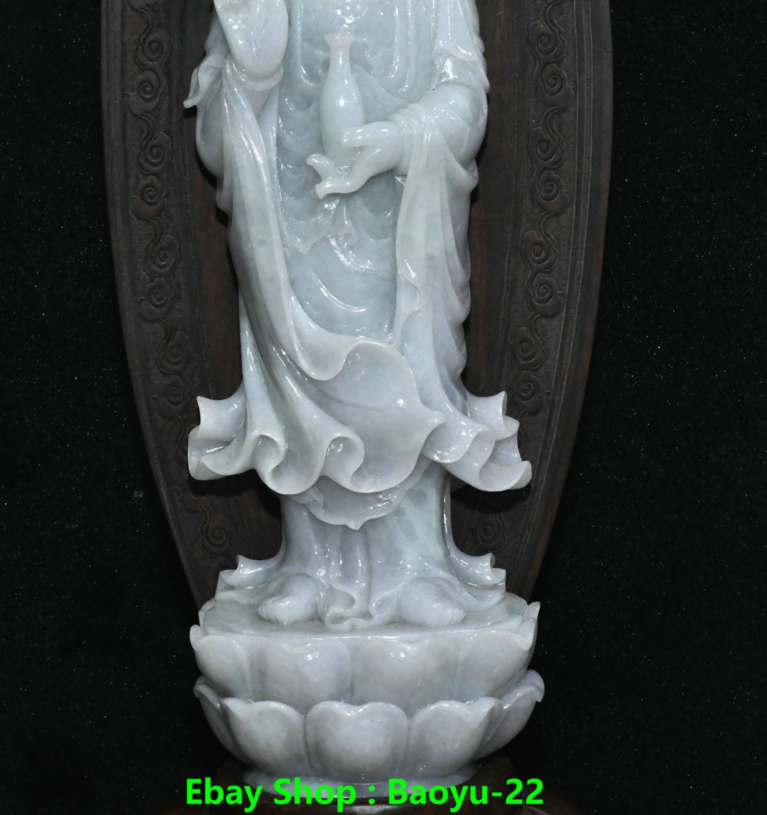 19.6”Natural Emerald Jadeite Jade Kwan-yin GuanYin Quanyin Buddha Statue