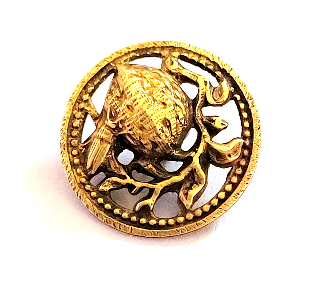 Victorian Insect & Nut Filagree Brass Button 3/4 Inch #1