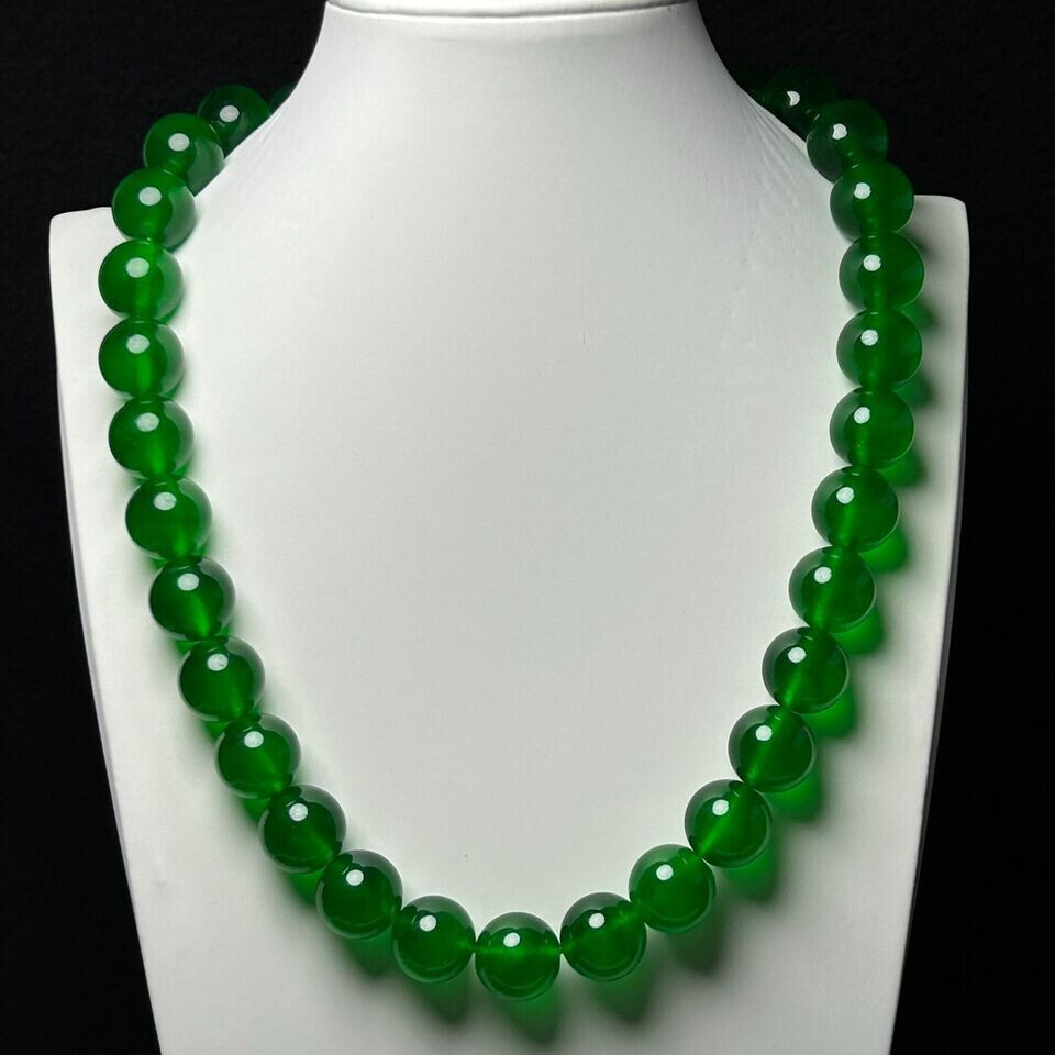 18mm Certified Natural Ice Green Myanmar Beads Jade jadeite Necklaces Pendants