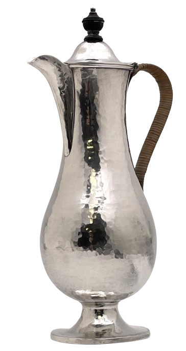 Crichton English Sterling Silver Hammered 1896 Coffee Pot in Arts & Crafts Style