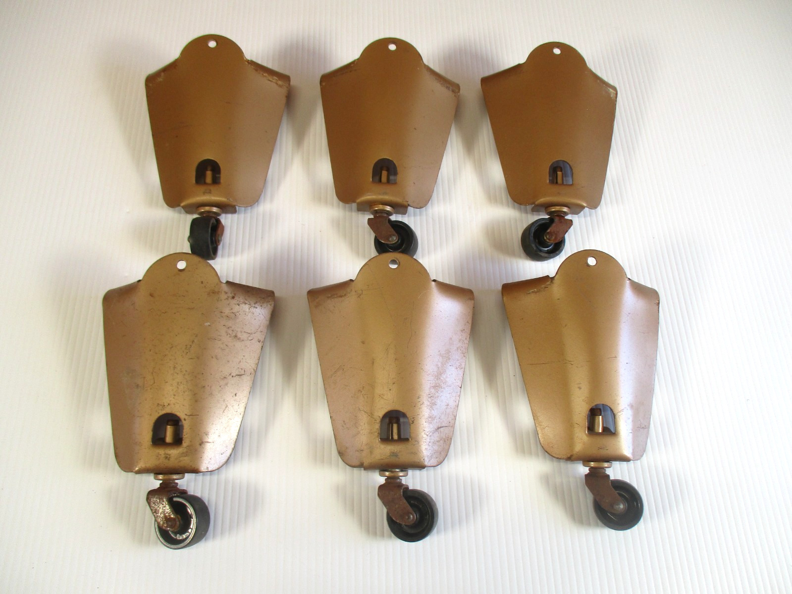 6 Vintage Metal Swivel Casters Industrial Antique Furniture Wheel Lot 1 1/4″