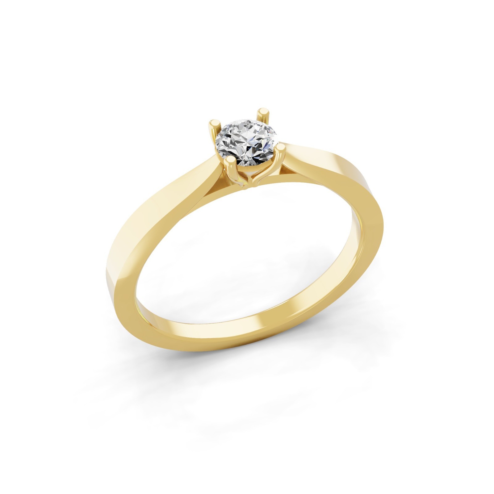 0.25 Ct Lab Grown Round Diamond Solitaire Band Ring 14K Yellow Gold Wedding Gift