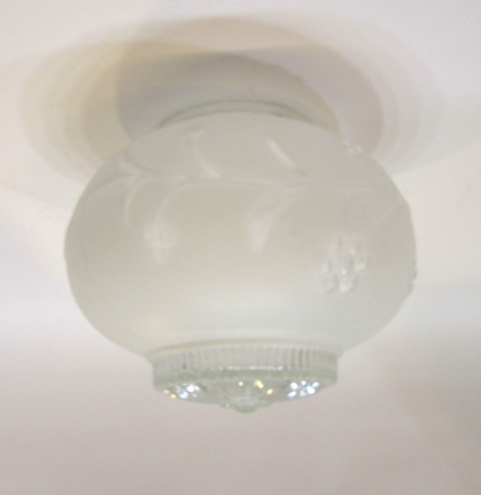 Vintage 1950’s Frosted Clear Glass Ceiling Light Fixture Diffuser Globe 6″ Shade