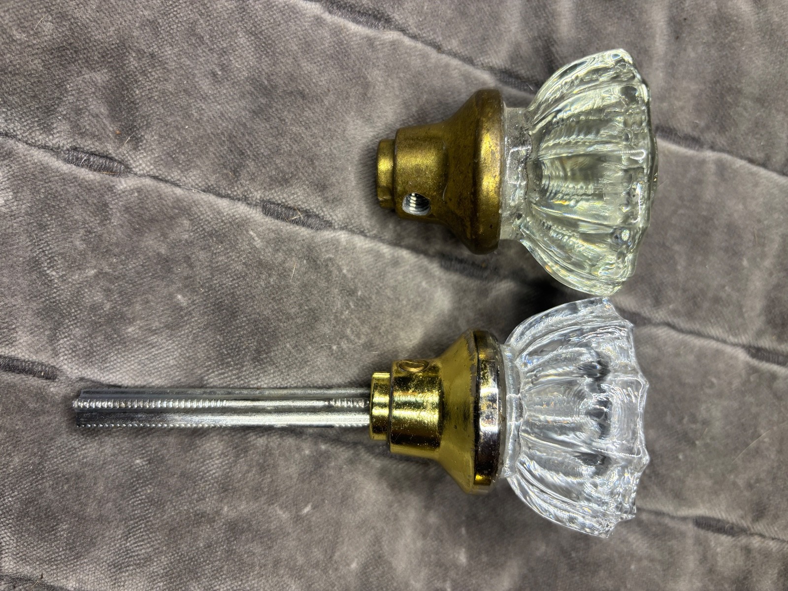 Antique VTG Glass, Brass Door Knobs Lot Of 9 Hardware Salvage