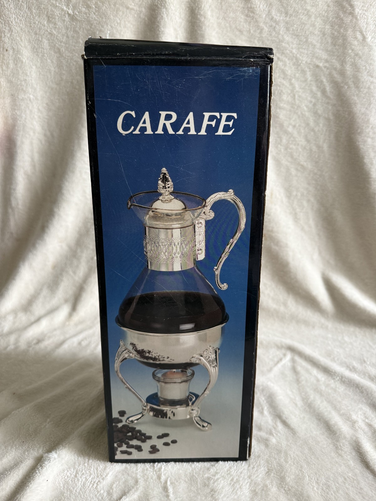 Vintage Rogers Glass & Silver Plated Coffee/Tea Carafe w/ Warming Stand