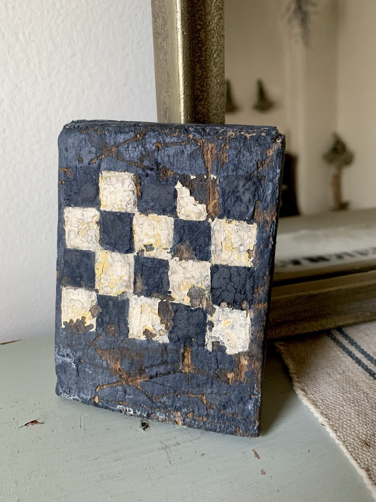 Primitive Antique Style Checkerboard Folk Art Game Board 19th C. Early American