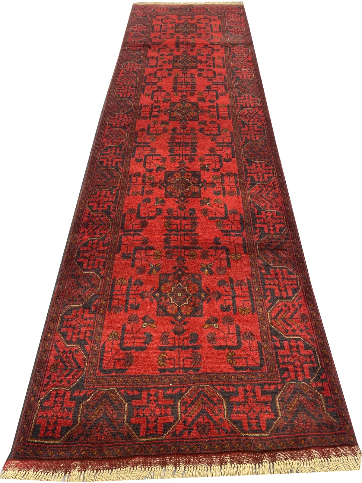 Fine Quality Hand Knotted Afghan Khal Muhammadi Wool Area Runner Rug 10 x 3 Ft