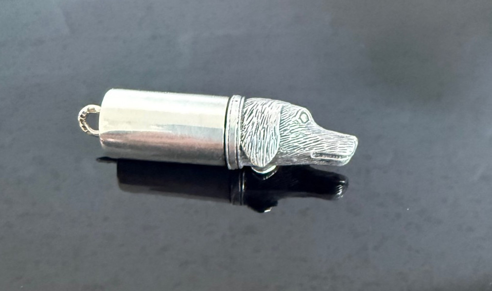 Sterling Silver Dog Retriever Pillbox. Dog’s Head. Ari D Norman, London