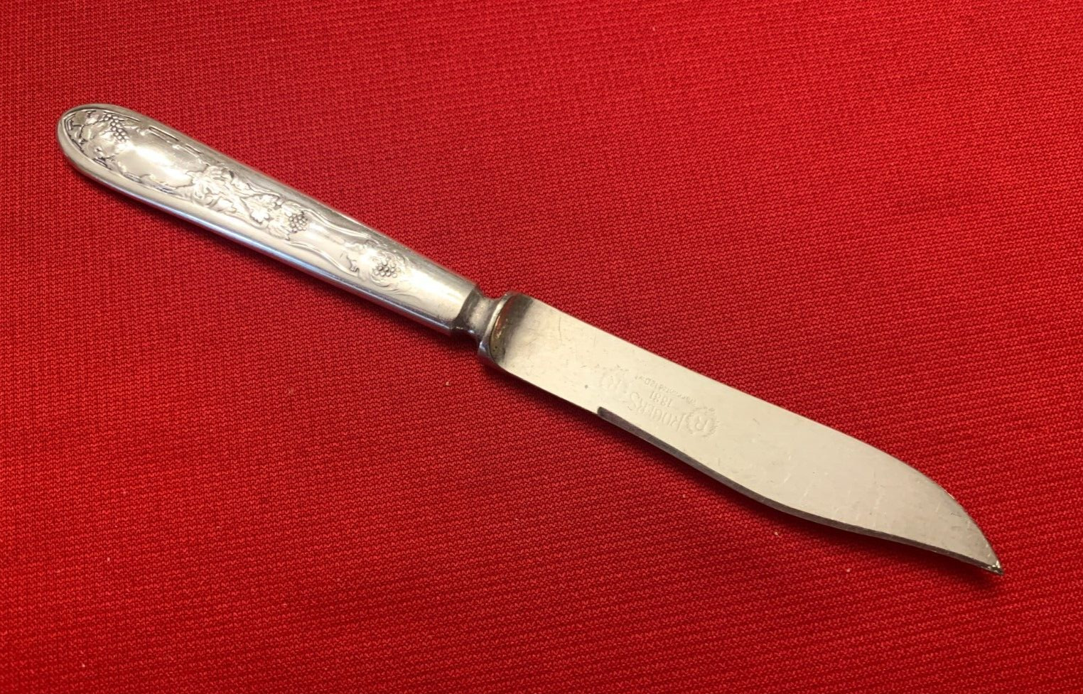 LA VIGNE by 1881 Rogers Silverplate Grape Solid Handle FRUIT KNIFE 1908
